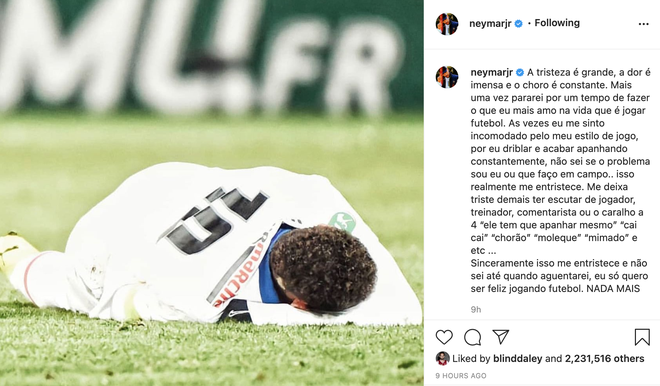  Neymar viết tâm thư